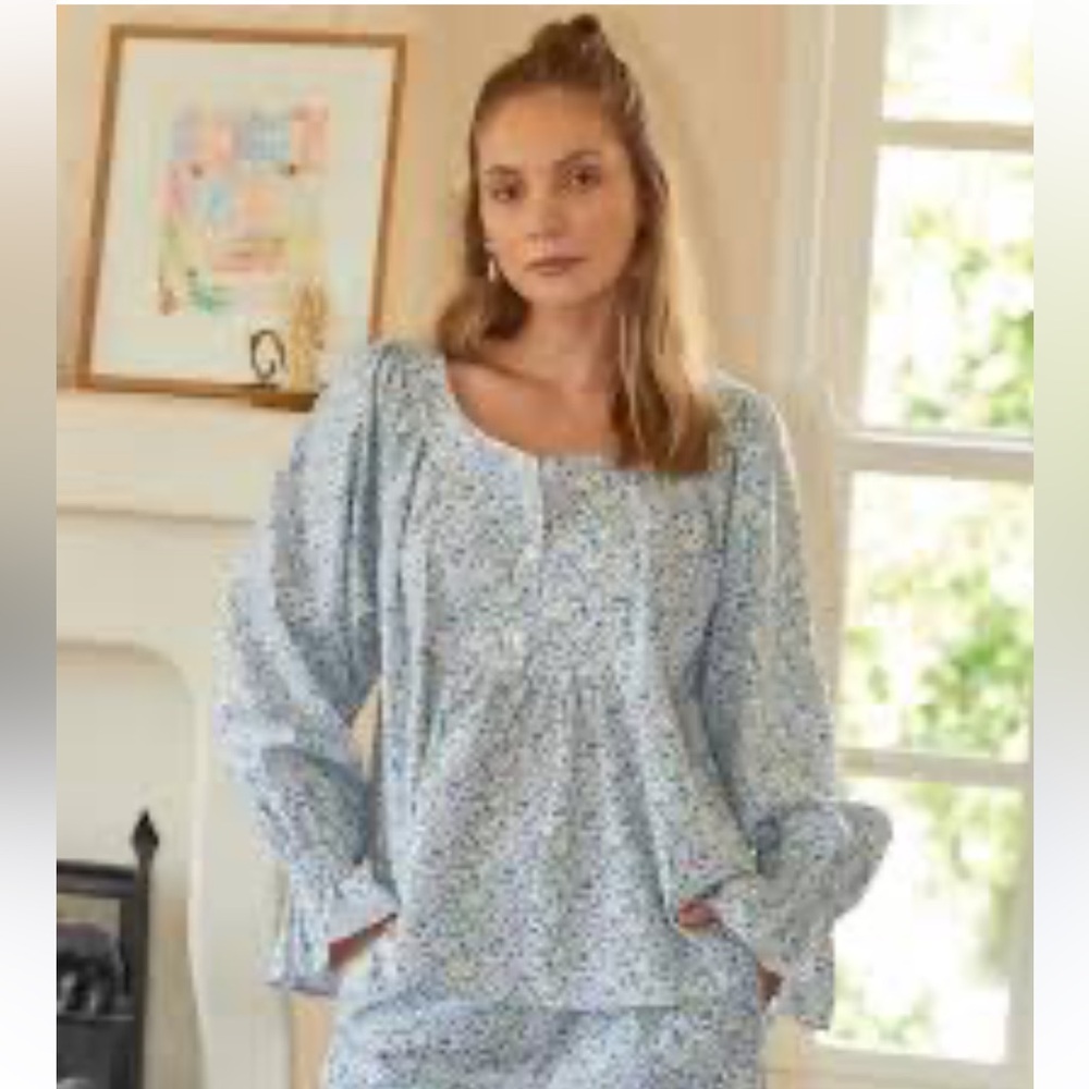 Piyama Floral Ruffle-Trim Women's Pajama Set - Light Blue - Picture 7 of 7